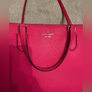 kate spade Hot Pink Saffiano Leather Tote with Gold Logo